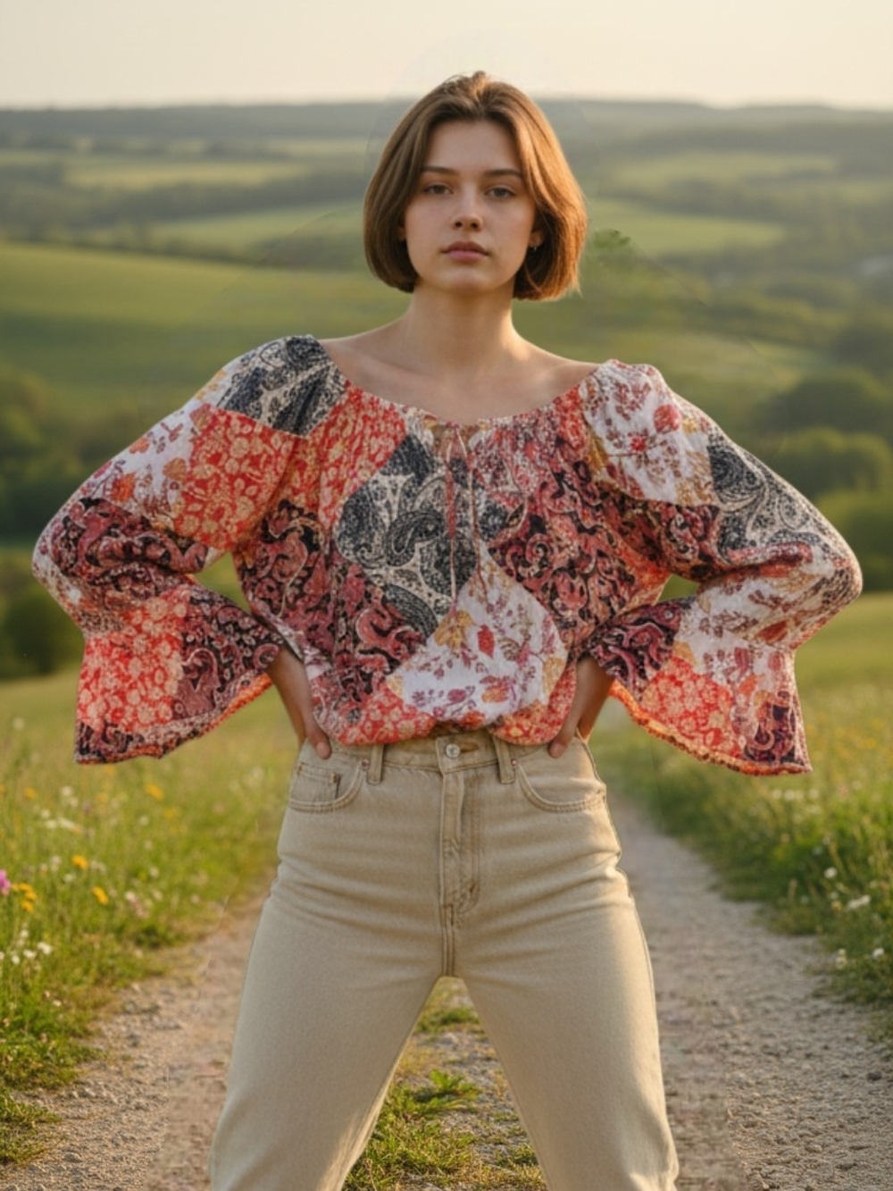 🌸NWOT Willow Root Floral Boho Patchwork Blouse | Size Medium 🌸